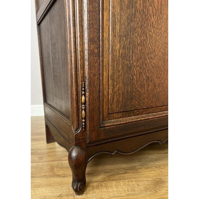 Antique French Louis XVI Carved Oak 2-Door Armoire For Sale - Image 10 of 14
