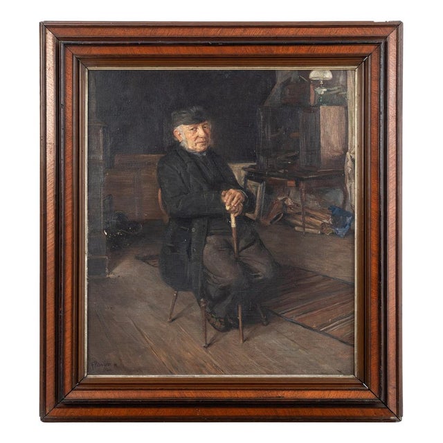 Black F. Peters-Weber, The Old Man, 1901, Oil on Canvas For Sale - Image 8 of 8