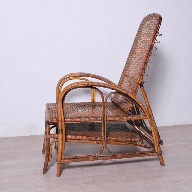 Italian Rattan Chaise Lounger, 1920s For Sale - Image 10 of 18