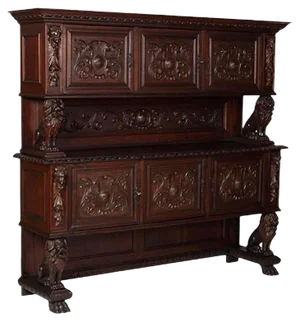 Renaissance-Style Hand-Carved Walnut Sideboard by Giuseppe Scalambrin, 1800s