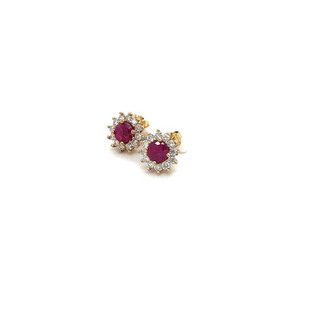 Natural Ruby Diamond Earrings 14k Yellow Gold 2.20 TCW Certified For Sale - Image 16 of 16