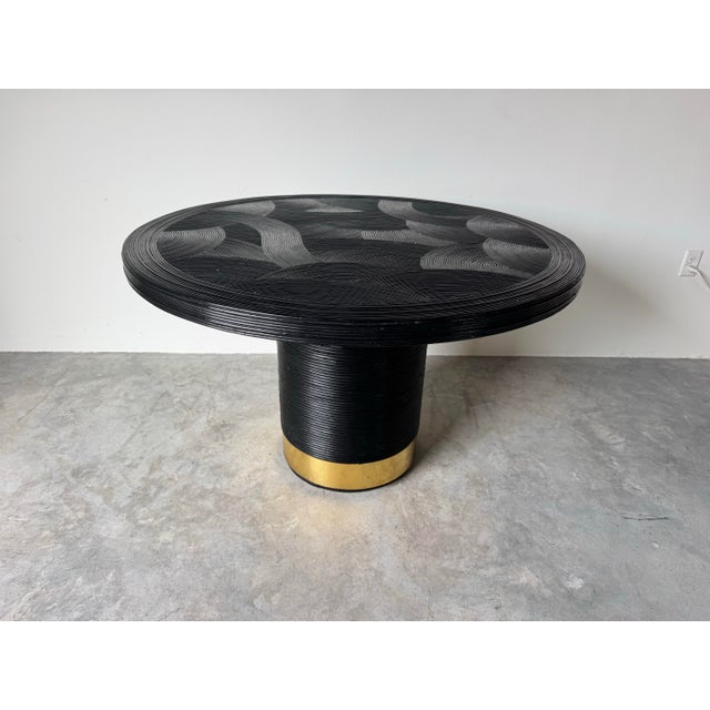 Striking 1970s round dining table inspired by the iconic designs of Gabriella Crespi. This sculptural piece features a...