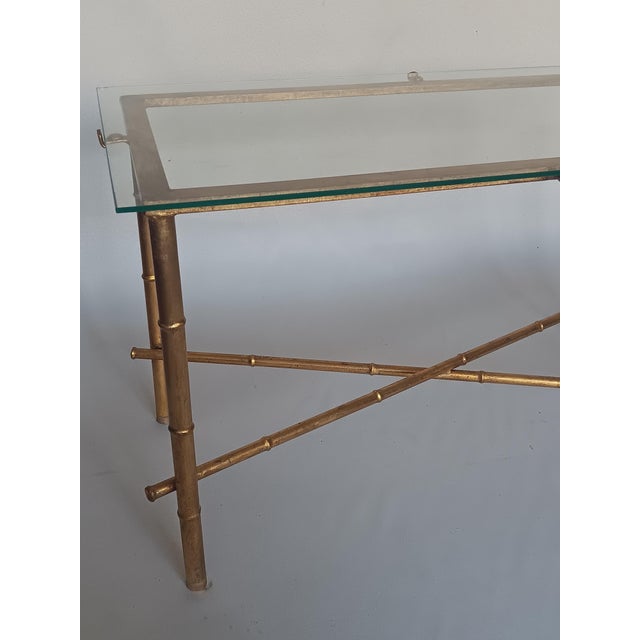 Gold Leaf Faux Bamboo Side Table, 1950s For Sale - Image 7 of 11