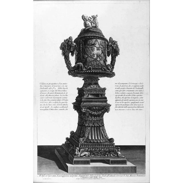 The same urn, in perspective beautiful artist proof, printed on antique laid paper, large margins, showing a precious urn....