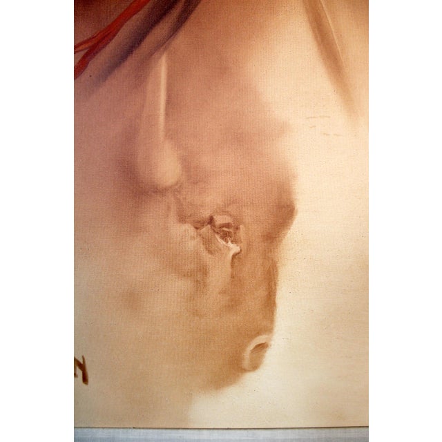 1980s Lisandro Lopez Baylon (B. 1951) 6 Foot American Indian Painting For Sale - Image 14 of 16