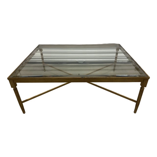 1990s Vintage Gold Metal Coffee Table For Sale