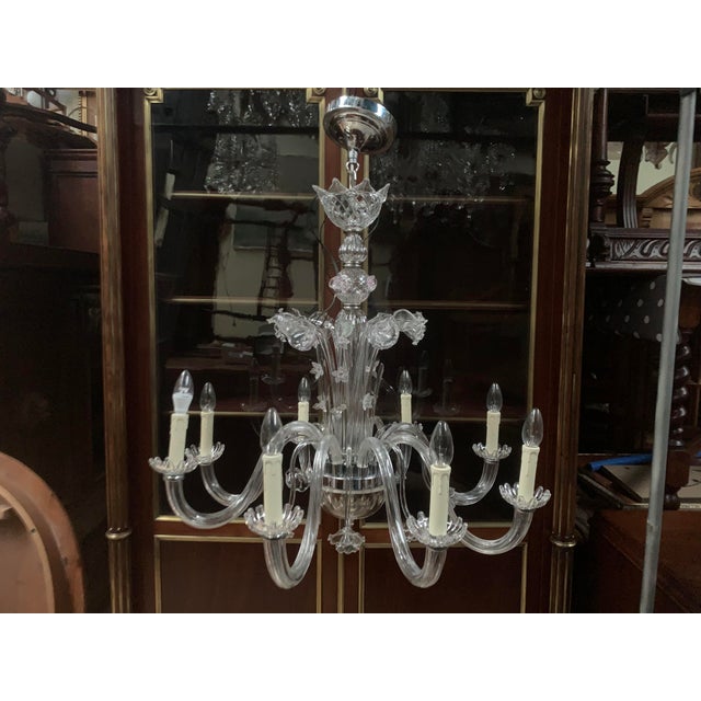 Eight-Arm Blown Glass Chandelier, 1990s For Sale - Image 9 of 18
