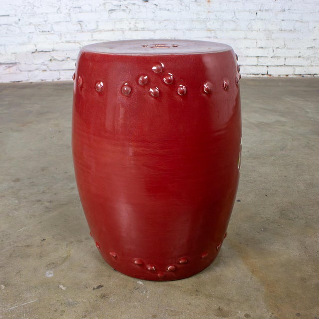 Gumps Late 20th Century Traditional Asian Garden Stool or Plant Stand From Gumps Oxblood Glazed Ceramic For Sale - Image 4 of 18