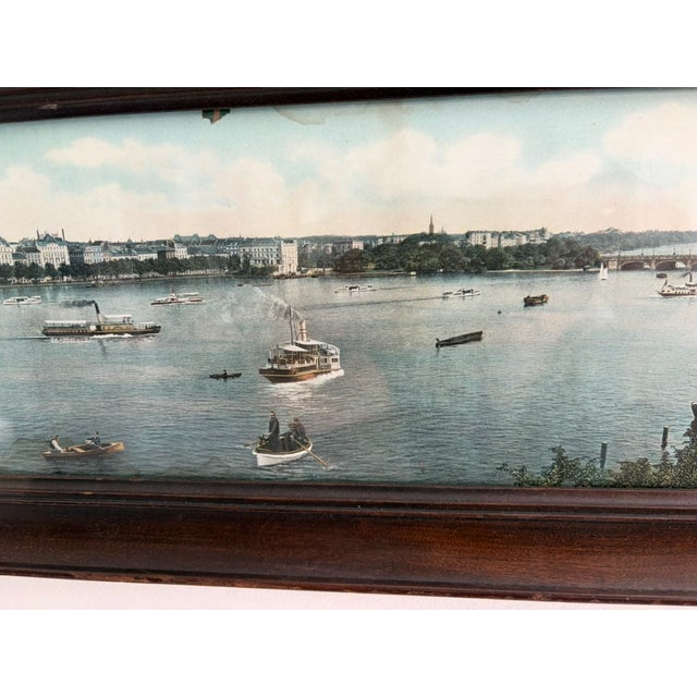 Vintage Panoramic Hamburg Harbor Print – Framed German Cityscape, 30.75” For Sale - Image 13 of 13
