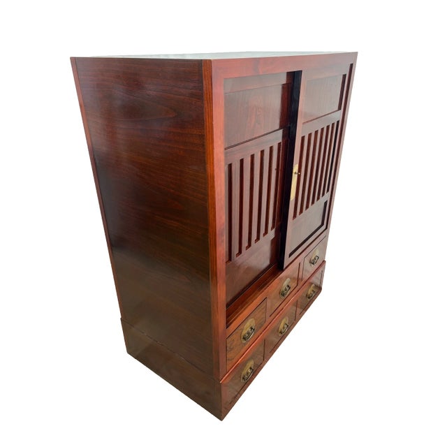 1990s Japanese Tansu Style Chest Cabinet Stacking Six Drawers Pull Out Armoire Shelf For Sale In Palm Springs - Image 6 of 16