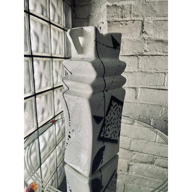 1980s Memphis Black and White Pottery Vase by Rosalyn Tyge For Sale - Image 4 of 10