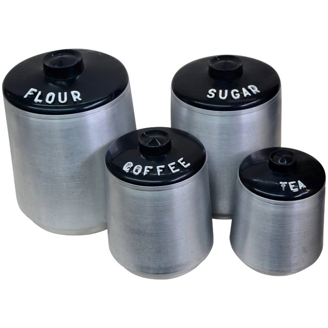 Mid-Century Aluminum Four-Piece Canister Set by Kromex For Sale