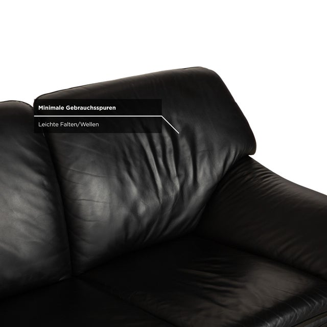 Black Leather Two-Seater Armchair & Sofa from Laauser, Set of 2 For Sale - Image 12 of 18