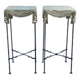 Wrought Iron Draped Gold Giltwood Pedestals - a Pair For Sale