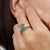Modern Mid Century Style 2.54 Ct Oval Emerald & Marquise Diamond Ring in 925 Silver Size 7.5 For Sale - Image 9 of 14