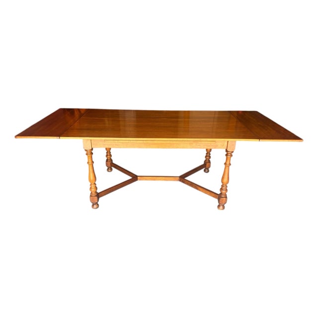 Vintage 1970s Ethan Allen Solid Maple Draw-Leaf Dining Table For Sale