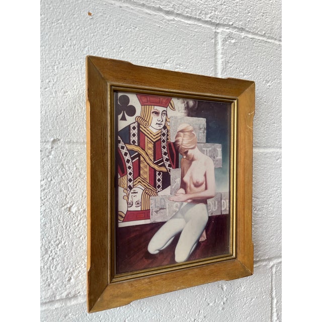 A compelling surrealist figural composition, likely dating to the 1970s, blending classical form with graphic and symbolic...