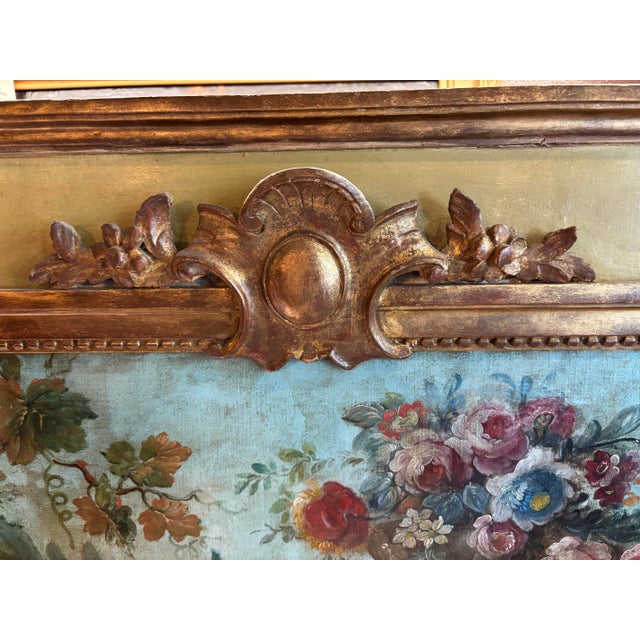 A striking and substantial French Napoleon III trumeau mirror, circa 1860, featuring an original oil-on-canvas painting...
