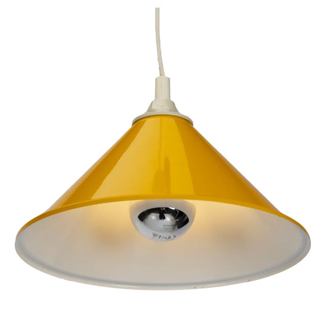 Space Age Yellow Cone Pendant Lamp, 1970s For Sale