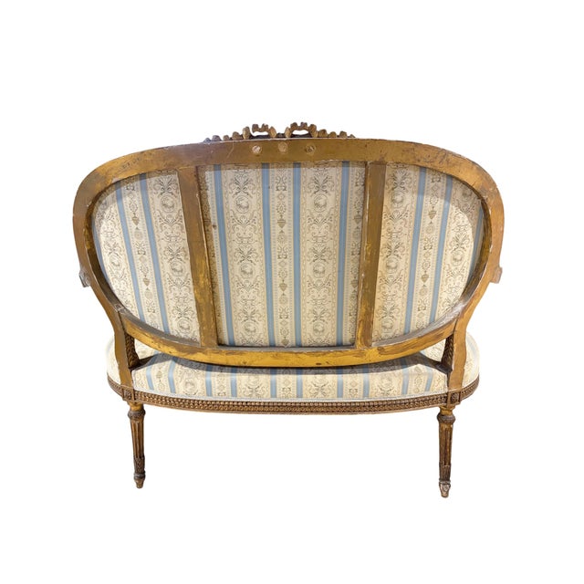 Brown 19th Century French Louis XVI Walnut Settee /Canape For Sale - Image 8 of 9