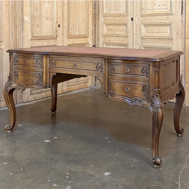 Antique French Louis XV Walnut Double-Faced Desk For Sale - Image 4 of 15