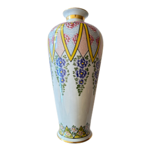 Porcelain Vase With Floral Design and Gold Accents From Japan