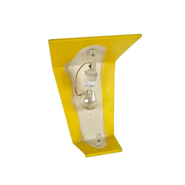 Mid-Century Italian Yellow Metal and Opaline Glass Sconce For Sale - Image 4 of 9