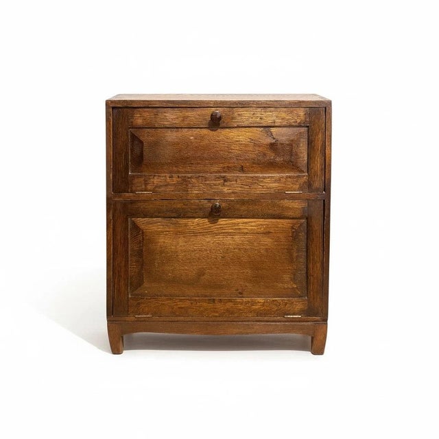 Vintage Oak Drop Front Record Cabinet, 1950s For Sale - Image 3 of 10