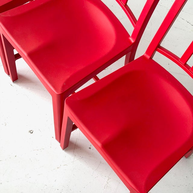 2000 - 2009 Red 1006 Plastic Navy Chairs by Emeco For Sale - Image 5 of 9