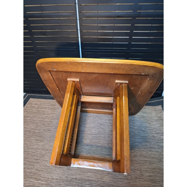 Vintage 1960's Caned Bottom Breakfast Table W/ Checkerboard Parquet Top For Sale In Mobile - Image 6 of 7