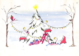 1950s Lanvin of Paris Original Advertising Watercolor Christmas Artwork