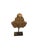 A striking decorative sculpture featuring an antique-style architectural fragment mounted on a minimalist black iron...