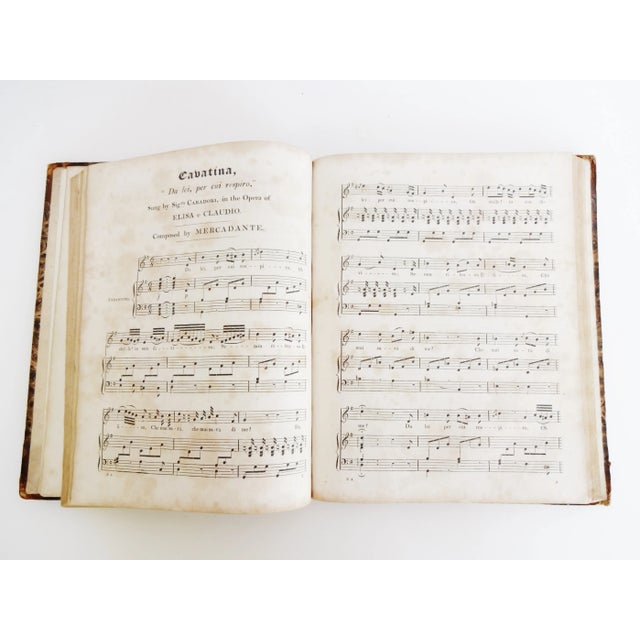 Animal Skin Vintage 1823 Harmonicon - Leather and Marbled Board Bound Collection of Music for Piano Solo and Voice With Piano Accompaniment For Sale - Image 7 of 10