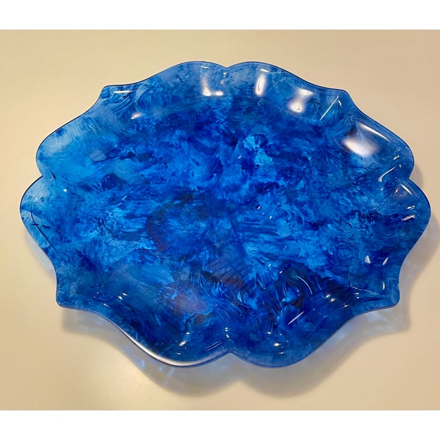 Huge Blue Acrylic Faux Tortoise Tray, 1970 For Sale - Image 9 of 9