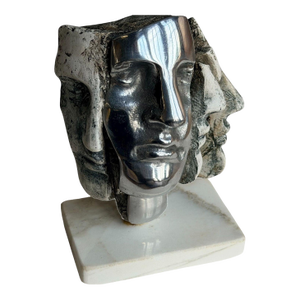 Silvia Stein Esculturas Faces Sculpture on Marble Base