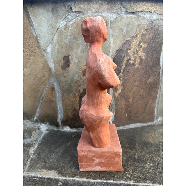 1930s Vintage Modernist Cubist Terracotta Figure Sculpture — Abstract Female Form — Studio Art For Sale - Image 5 of 7
