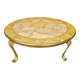 1960s Vintage Brass and Onyx Coffee Table by Muller of Mexico For Sale