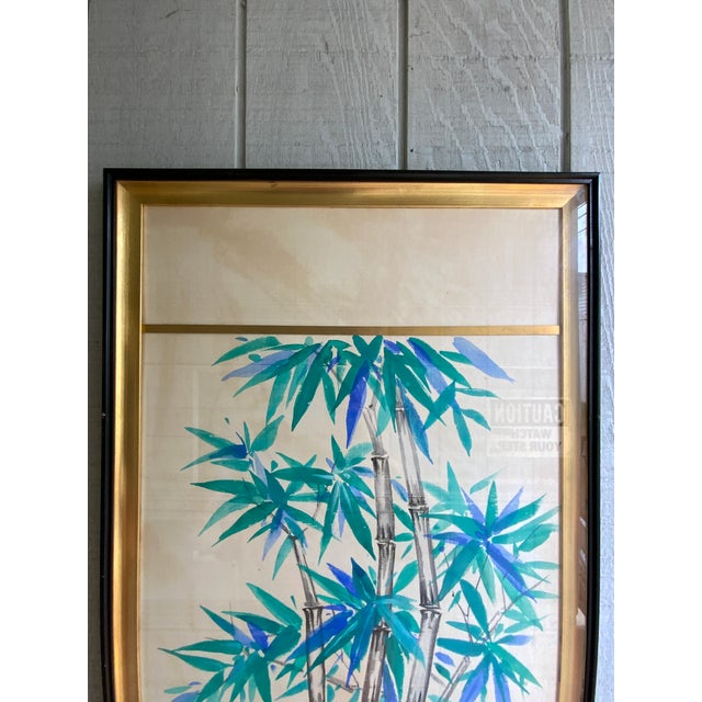 Beige Mid 20th Century Watercolor on Silk For Sale - Image 8 of 12