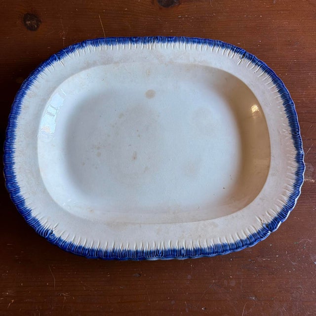 Antique Pearlware Blue Feather Edge Platter, Impressed Eagle Mark, English For Sale - Image 16 of 16