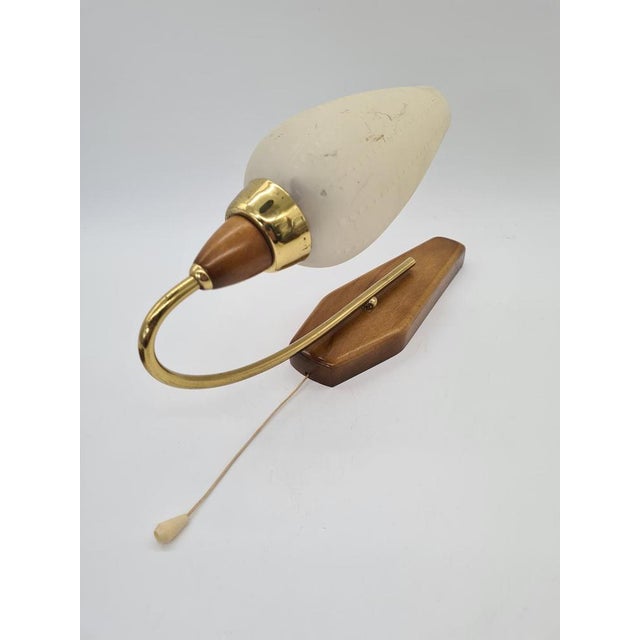 Mid-Century Modern Wall Sconces in Wood and Brass, 1950s-1960s, Set of 3 For Sale - Image 9 of 14