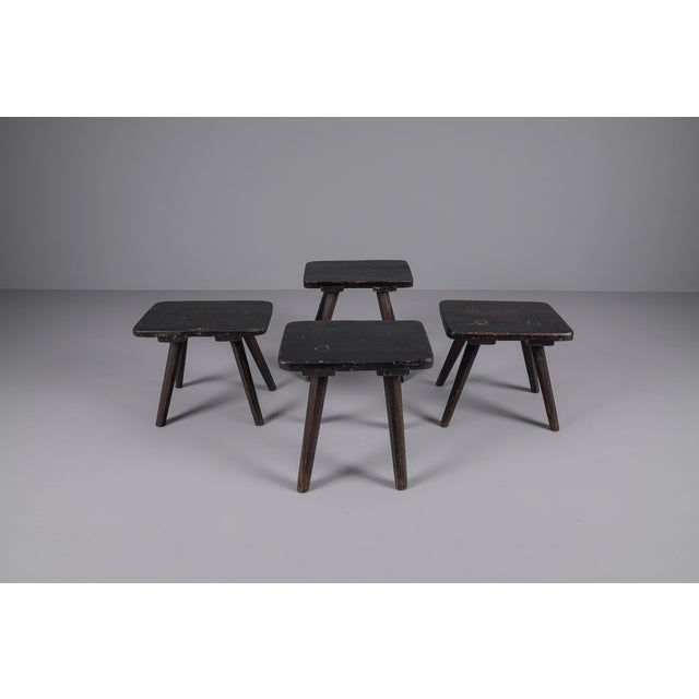 Wooden Stools, 1950s, Set of 4 For Sale - Image 9 of 14