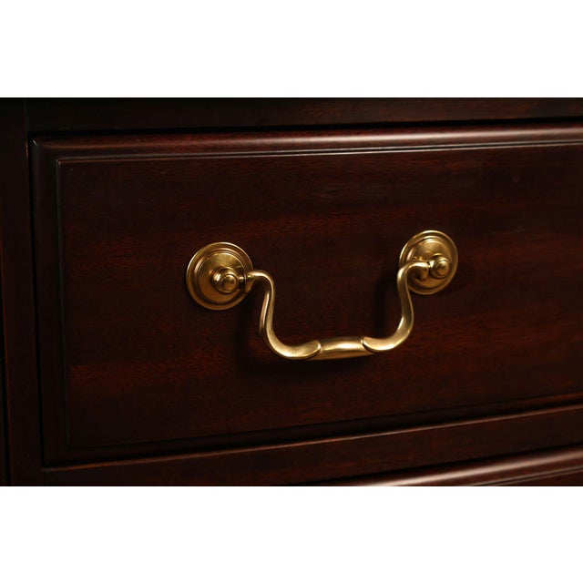 Henkel Harris Chippendale Style Pair Of Mahogany Bowfront Three-Drawer Nightstands For Sale - Image 13 of 18