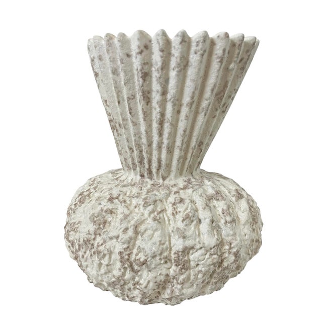 Lemieux Et Cie Textured White Brutalist Vilette Vase. Portugal. 8.25” For Sale - Image 4 of 6