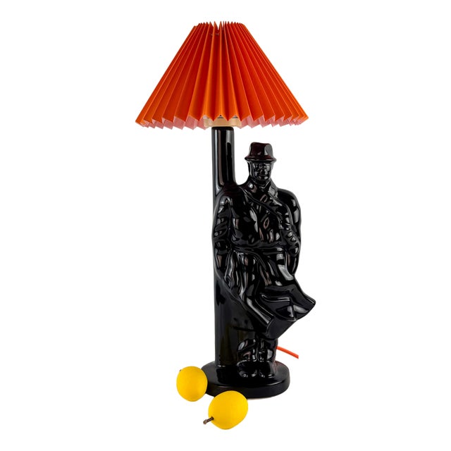 Vintage Detective Ceramic Table Lamp, 1980s For Sale