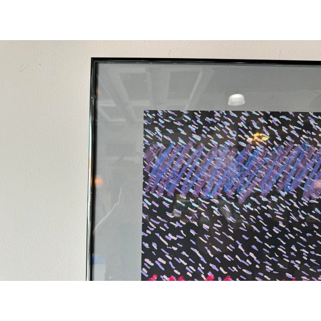 Abstract Harris G. Strong " Mardi Grass II " Lithography and Pastel Expressionist Abstract Painting, Framed For Sale - Image 3 of 12