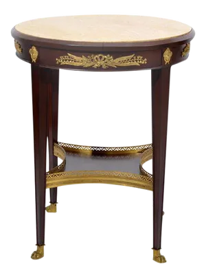 19th Century Empire Marble Top Mahogany Table