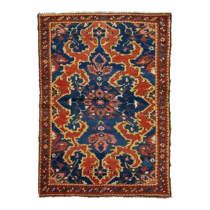 Vintage Persian Bakhtiari Hand-Knotted Wool Rug in Blue With Allover Motif