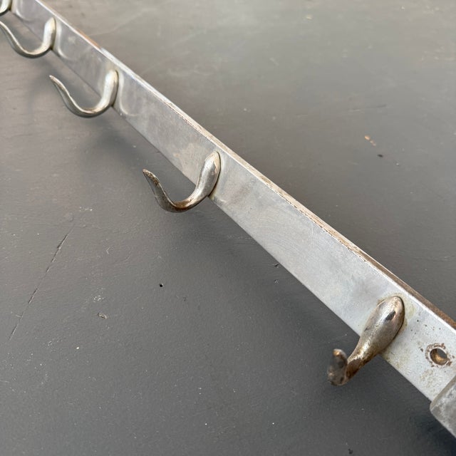 1930s Large Art Deco Arrowhead Steel Butchers Hook Wall Rack For Sale - Image 4 of 9