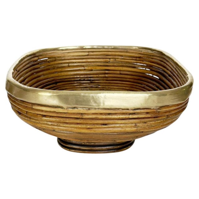 Wicker and Brass Fruit Basket, France, 1960s For Sale - Image 12 of 12