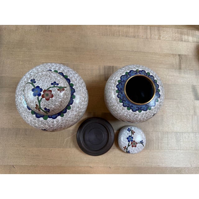 Chinese Cloisonné Ginger Jars, Pair For Sale In San Francisco - Image 6 of 12
